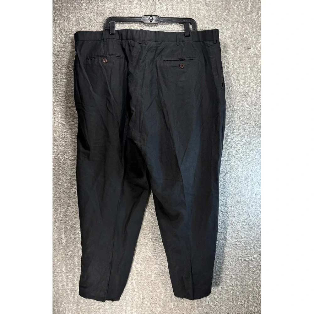 Vintage Polo By Ralph Lauren Pants Linen Silk Blend Flat Front Trousers Black 44